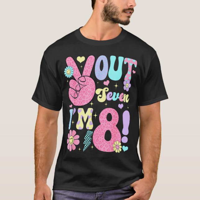 Camiseta Groovy Peace Out Seven I'm 8 Years Old 8th Birthda (Anverso)