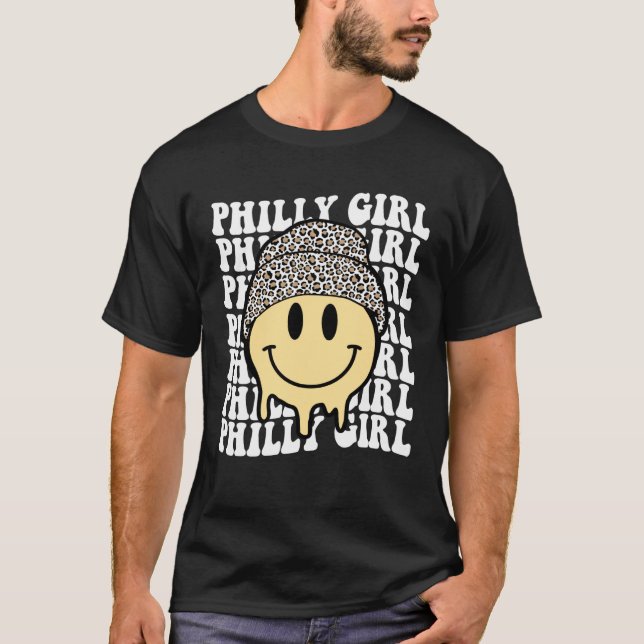Camiseta Groovy Philadelphia Girl Smile Philly Pa Pennsylva (Anverso)