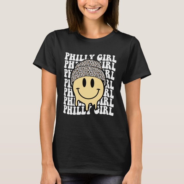 Camiseta Groovy Philadelphia Girl Smile Philly Pa Pennsylva (Anverso)