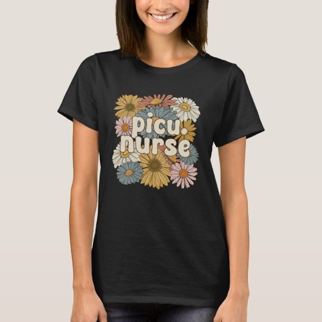 Camiseta Groovy PICU Nurse Pediatric Intensive Care Unit (Anverso)