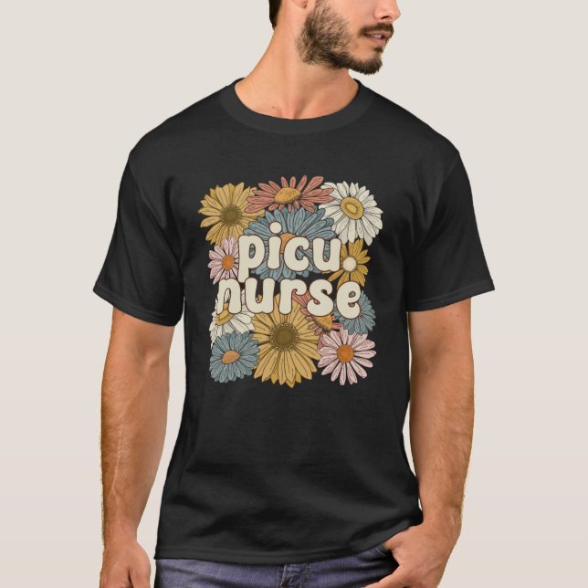 Camiseta Groovy PICU Nurse Pediatric Intensive Care Unit (Anverso)