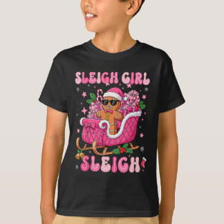 Camiseta Groovy Pink Gingerbread Sleigh Coquette Bow Christ