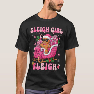 Camiseta Groovy Pink Gingerbread Sleigh Coquette Bow Christ