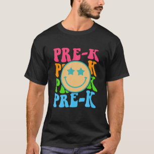 Camiseta Groovy Pre-K Vibes Face Retro Profesores Niños De 