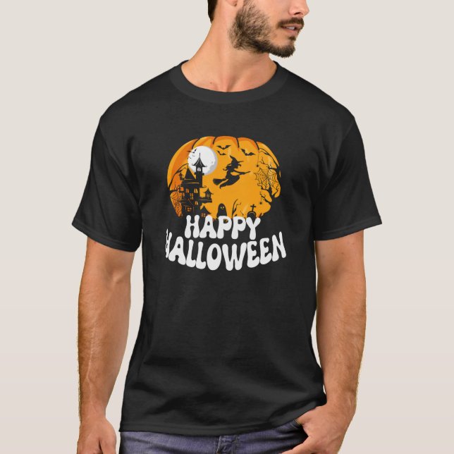 Camiseta Groovy Pumpkin Halloween Gracioso Feliz Halloween  (Anverso)
