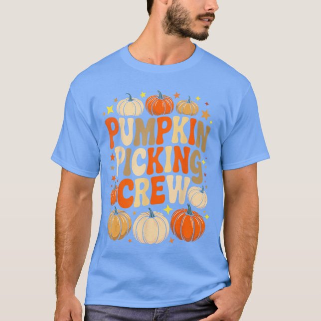 Camiseta Groovy Pumpkin Picking Crew Matching Familyee Autu (Anverso)