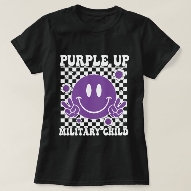 Camiseta Groovy Purple Up Para Los Niños Militares (Diseño del anverso)