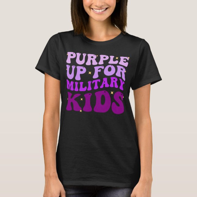 Camiseta Groovy Purple Up Para Niños Militares (Anverso)