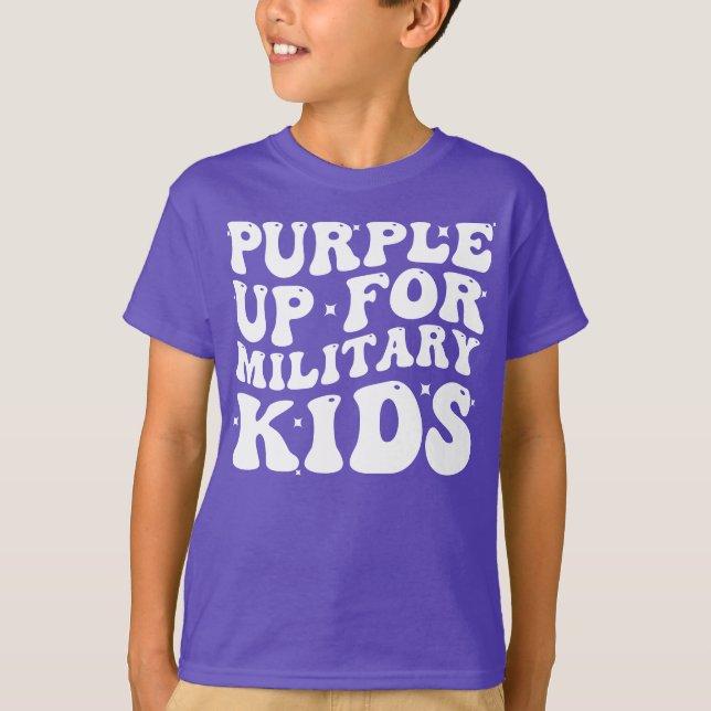 Camiseta Groovy Purple Up Para Niños Militares (Anverso)