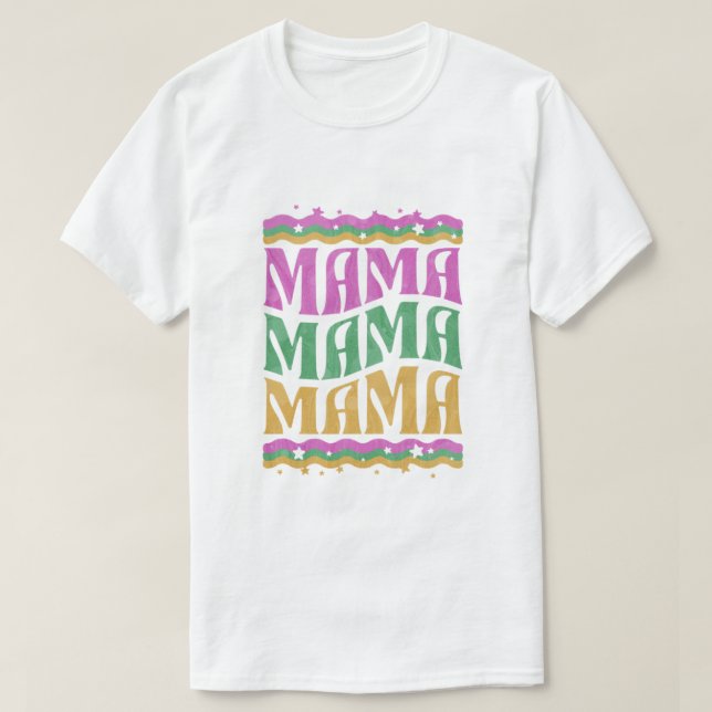 Camiseta Groovy Rainbow Mama - Diseño del Día de la Madre R (Diseño del anverso)