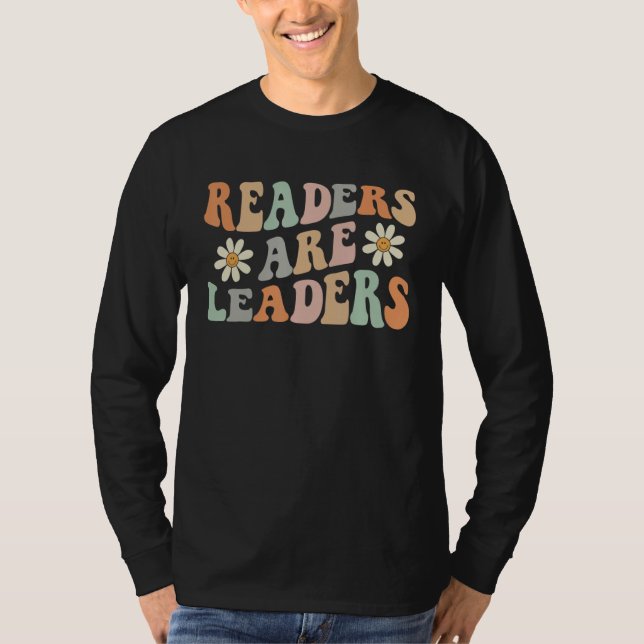 Camiseta Groovy Readers Are Leaders Teacher Student Book  S (Anverso)