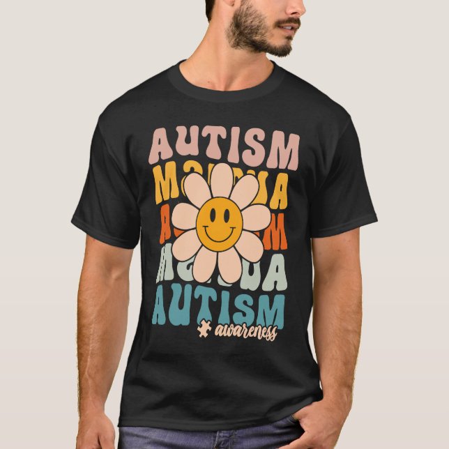 Camiseta Groovy Retro Autism Awareness Month Puzzle Piece S (Anverso)