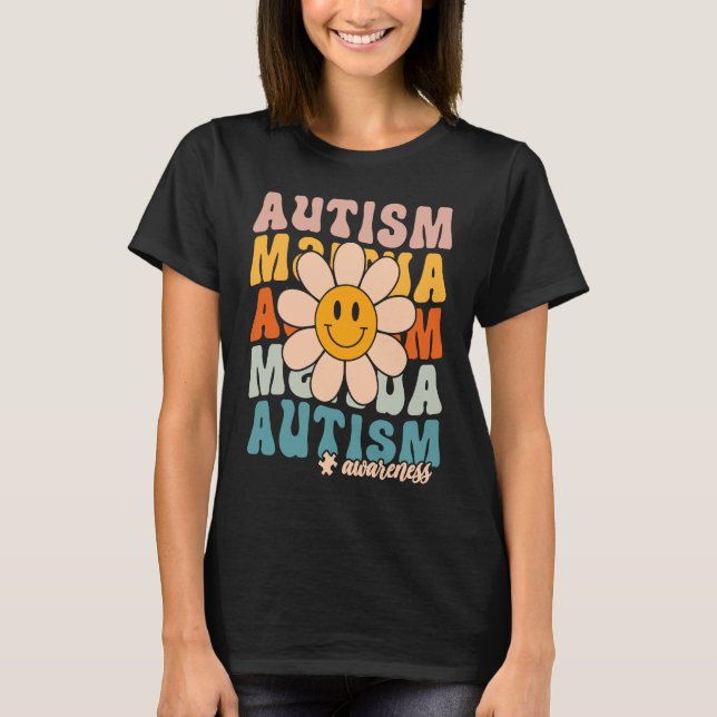 Camiseta Groovy Retro Autism Awareness Month Puzzle Piece S (Anverso)