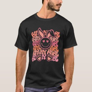 Camiseta Groovy Retro Easter Bunny Babe Smile Face Heart Ey