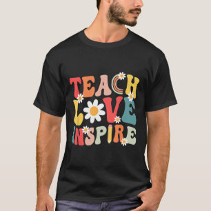 Camiseta Groovy Retro Enseña Amor Inspira Byck Para Escuela