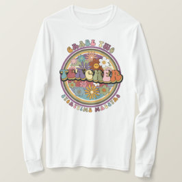 Camiseta Groovy Retro Floral Daisy Grado 2 Nombre del profe