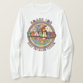 Camiseta Groovy Retro Floral Daisy Nombre del profesor de p