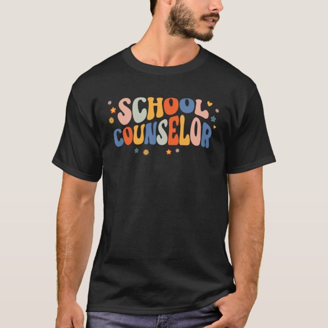 Camiseta Groovy Retro Floral School Counselor Teacher Couns (Anverso)