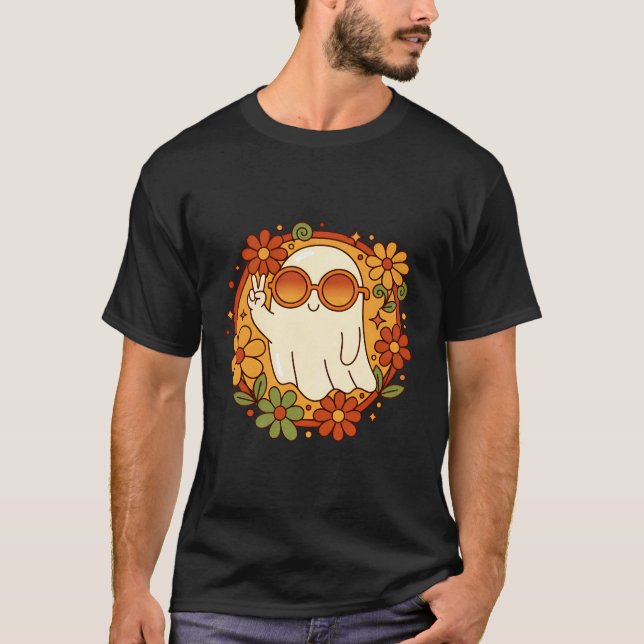 Camiseta Groovy Retro Ghost Halloween (Anverso)