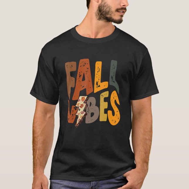 Camiseta Groovy Retro Hello Fall Vibes Lightning Bolt Autum (Anverso)