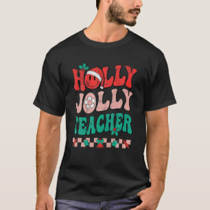 Camiseta Groovy Retro Holly Xmas Jolly Maestros Navidades V