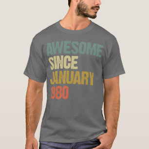 Camiseta Groovy Retro Impresionante Desde Enero 1980 amigo