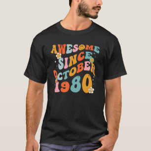 Camiseta Groovy Retro Increíble Desde 1980 42 Años 42