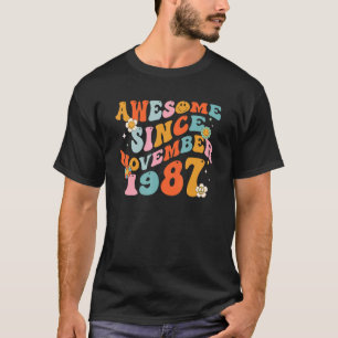 Camiseta Groovy Retro Increíble Desde 1987 35 Años De Edad 