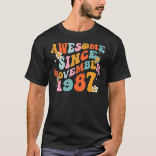 Camiseta Groovy Retro Increíble Desde 1987 35 Años De Edad