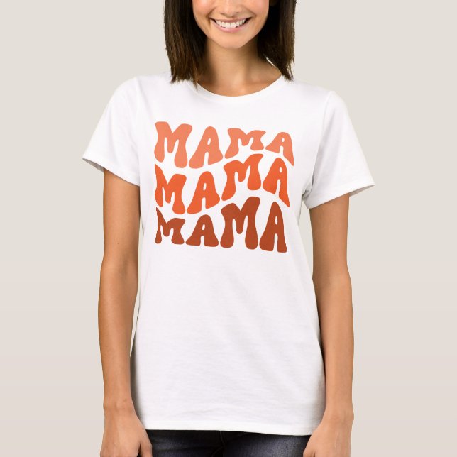 Camiseta Groovy Retro Mama Fall Temporada Cumpleaños (Anverso)