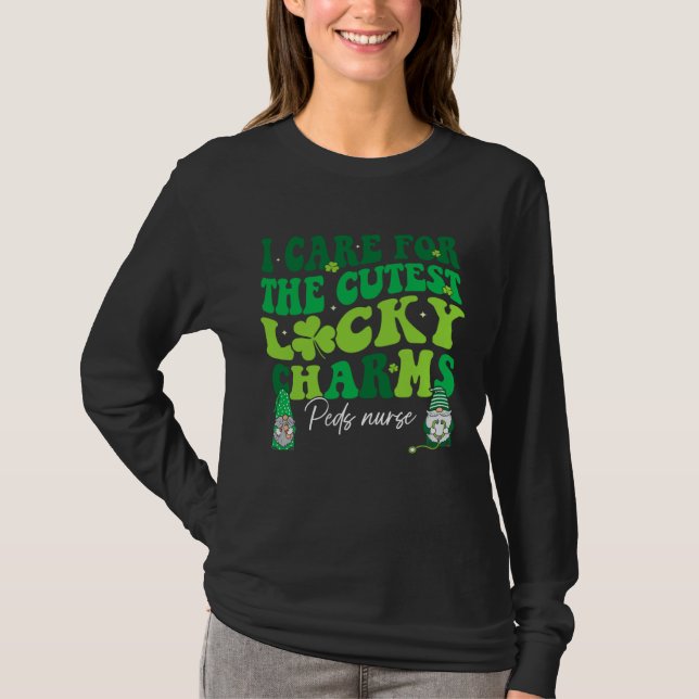 Camiseta Groovy Retro Peds Nurse St Patrick s Day Pediatric (Anverso)