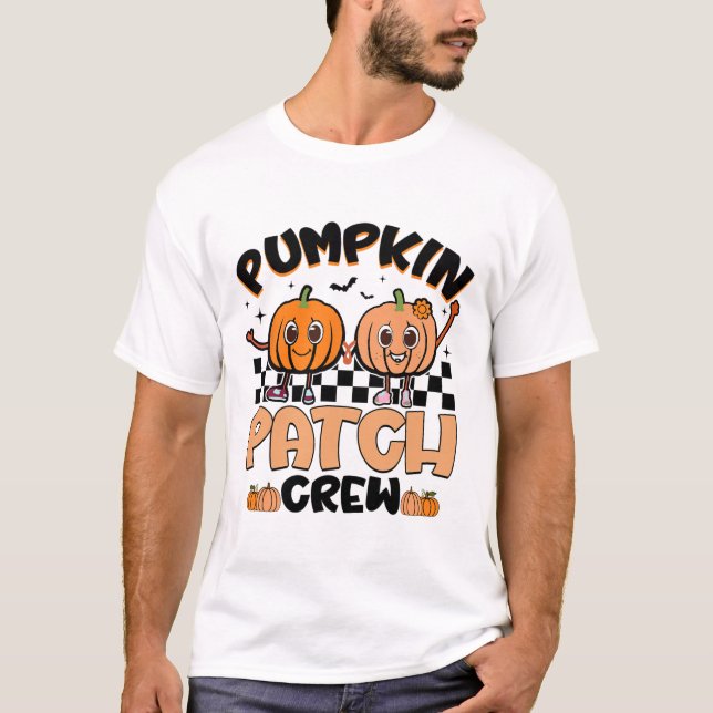 Camiseta Groovy Retro Pumpkin Patch Crew Squad Thankding (Anverso)