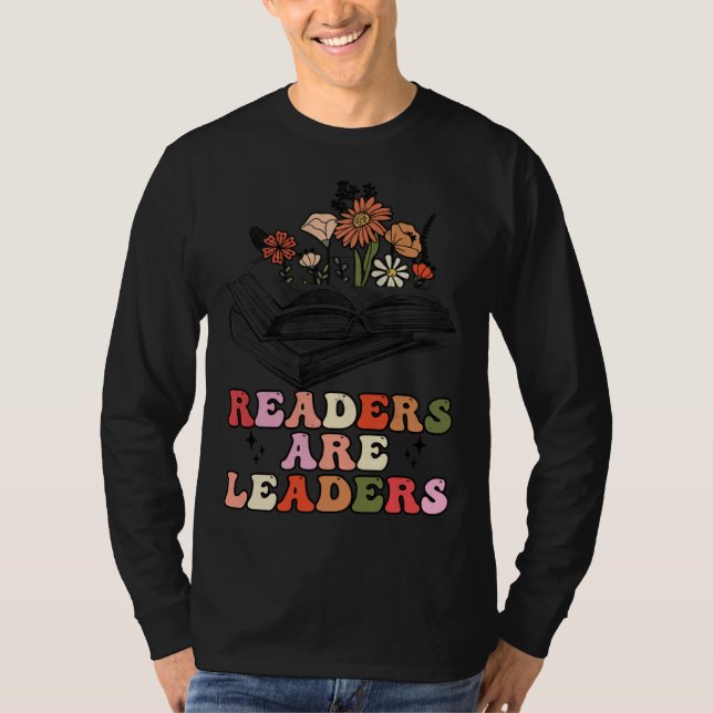 Camiseta Groovy Retro Readers Are Leaders  Book (Anverso)