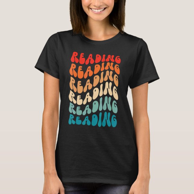 Camiseta Groovy Retro Reading Retro 70s Hippie Boho Wavy Vi (Anverso)