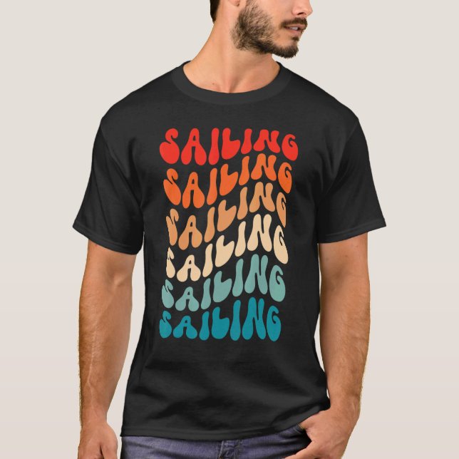 Camiseta Groovy Retro Sailing Boating Retro 70s Hippie Boho (Anverso)