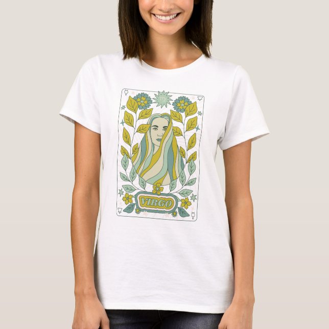 Camiseta Groovy Retro Virgo Horoscopio Astrología Verde (Anverso)