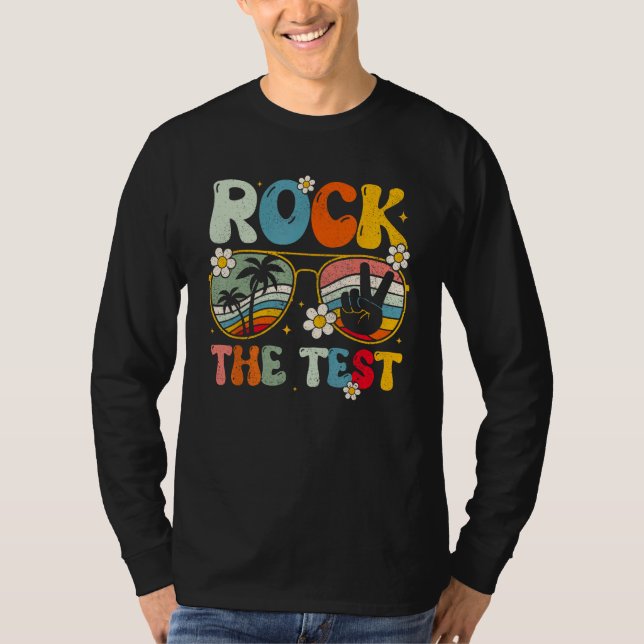 Camiseta Groovy Rock The Test Motivational Retro Teachers T (Anverso)