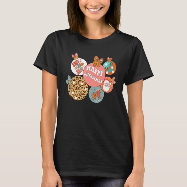 Camiseta Groovy Santa Christmas  Ho Ho Ho Pumpkin Face Wome (Anverso)