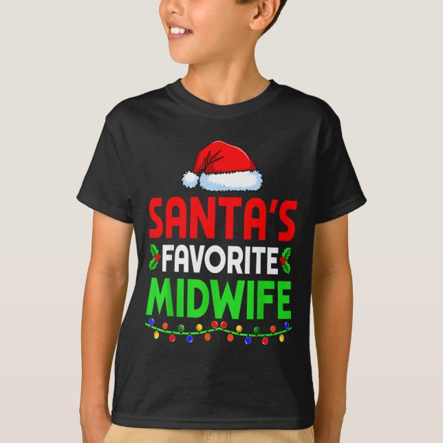Camiseta Groovy Santa's Favorite Midwife Nurse Christmas Sa (Anverso)