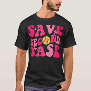 Camiseta Groovy Save Second Base Funny Softball Breast