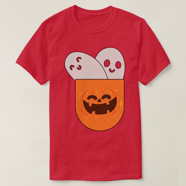 Camiseta Groovy Scary Ghost Spooky En Pocket Retro Hallowee (Diseño del anverso)