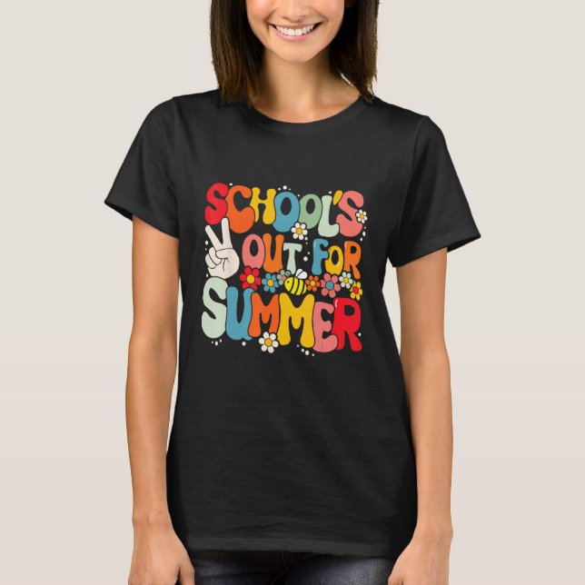 Camiseta Groovy School s Out For Summer Graduation Teacher  (Anverso)