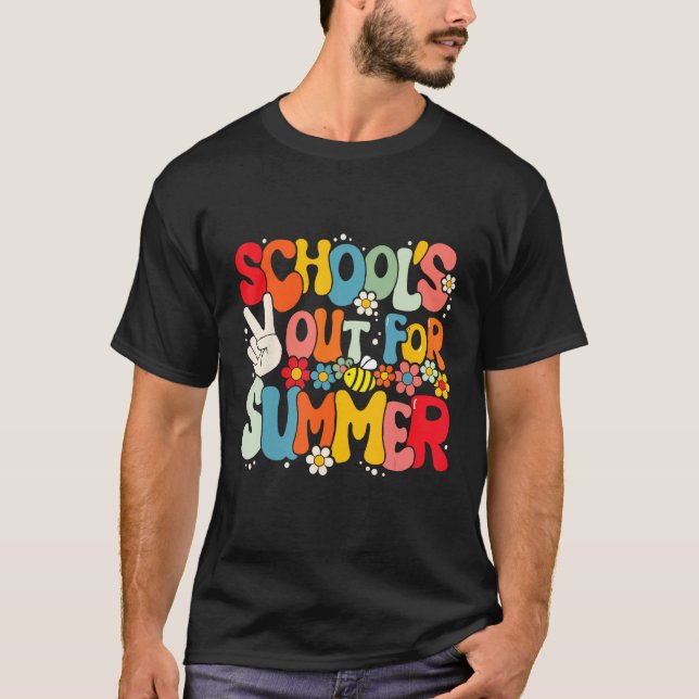 Camiseta Groovy School s Out For Summer Graduation Teacher  (Anverso)