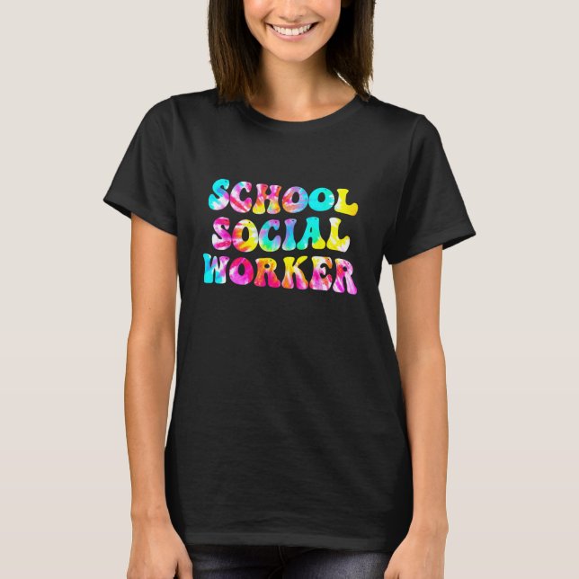 Camiseta Groovy School Social Worker Tie Dye Appreciation S (Anverso)
