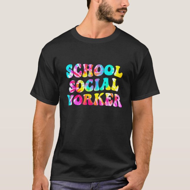 Camiseta Groovy School Social Worker Tie Dye Appreciation S (Anverso)