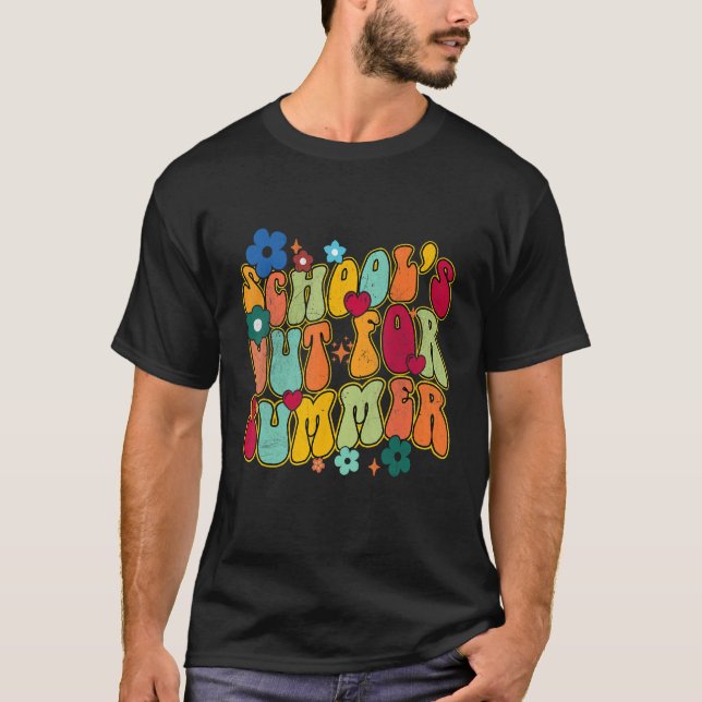 Camiseta Groovy Schools Out for Summer Ladies Women Kids Te (Anverso)