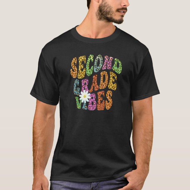 Camiseta Groovy SEGUNDO GRADO VIBES Teacher Leopardo Print  (Anverso)