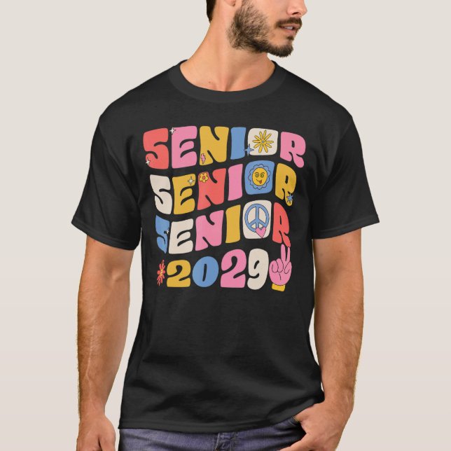 Camiseta Groovy Senior 2029 Graduation Back To School Class (Anverso)