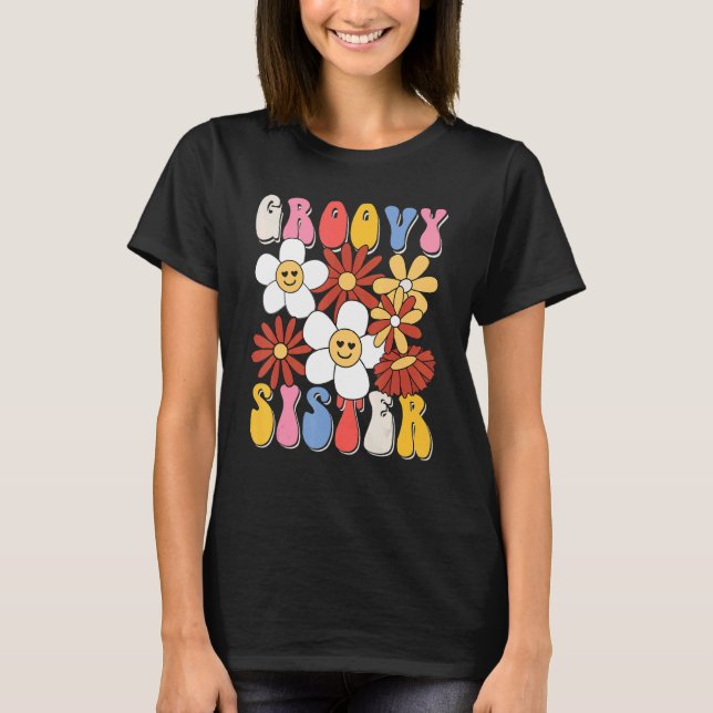 Camiseta Groovy Sister Mothers Day Retro 60s 70s 80s Family (Anverso)