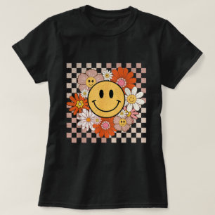 Camiseta Groovy Smile Happy Face Flowered Hippie